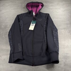 Roxy Wetsuit Women 8 Hooded Jacket Top Black Full‎ Zip Up 1mm NEW w/ Tags